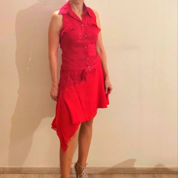 BGN Dresses & Skirts - BGN (France) Fuchsia Dress with asymmetric skirt